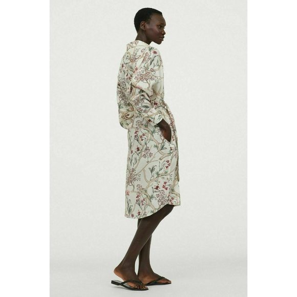 JOHANNA ORTIZ H&M COLLABORATION FLORAL LINEN SHIRT DRESS SIZE LARGE - Picture 4 of 10